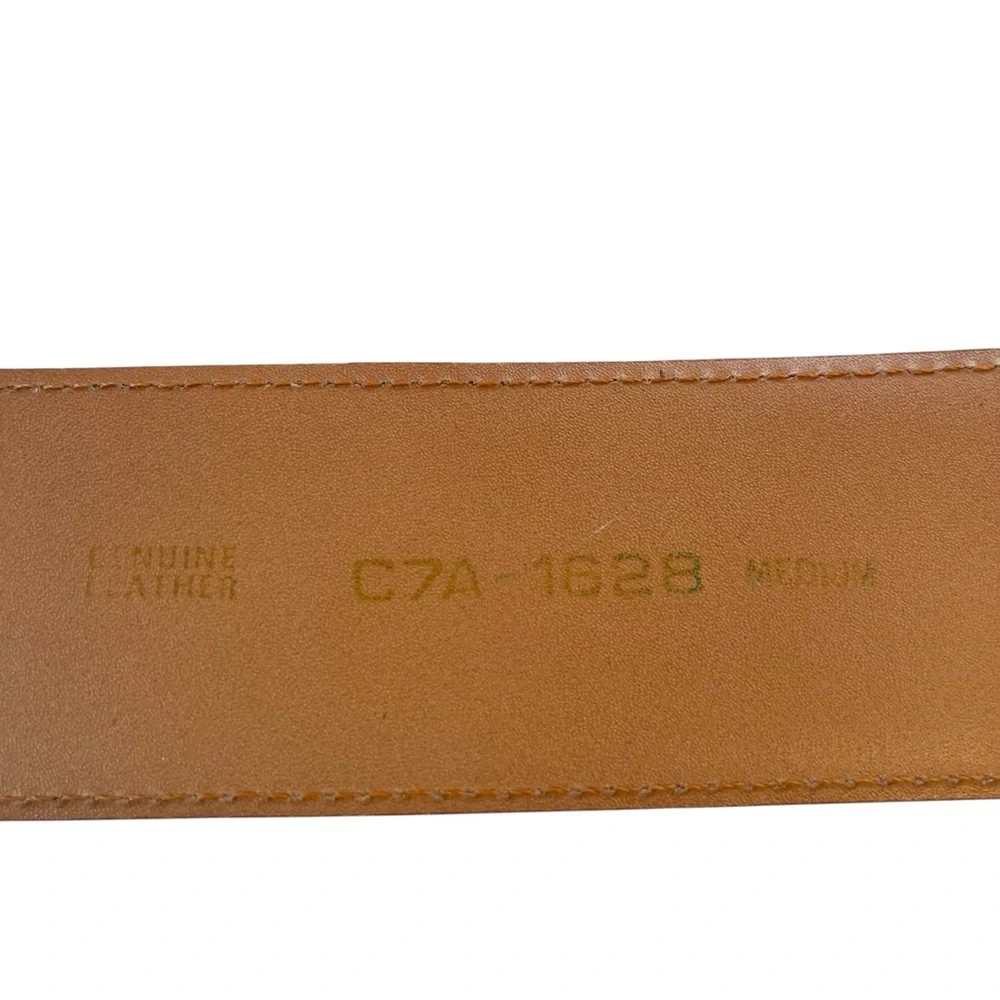 Wide Leather Belt Vintage Brown Croc Embossed Oversized Square Buckle Size S/M